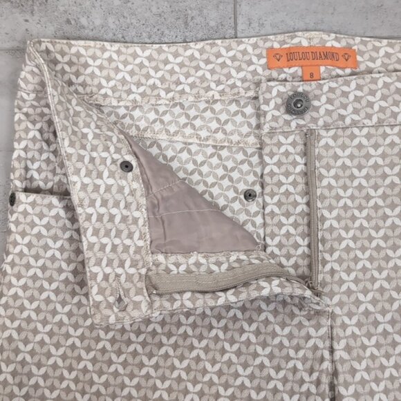 3/$20 LouLou Diamond Straight Leg Pants Stretch Patterned Textured Neutral - Picture 4 of 8